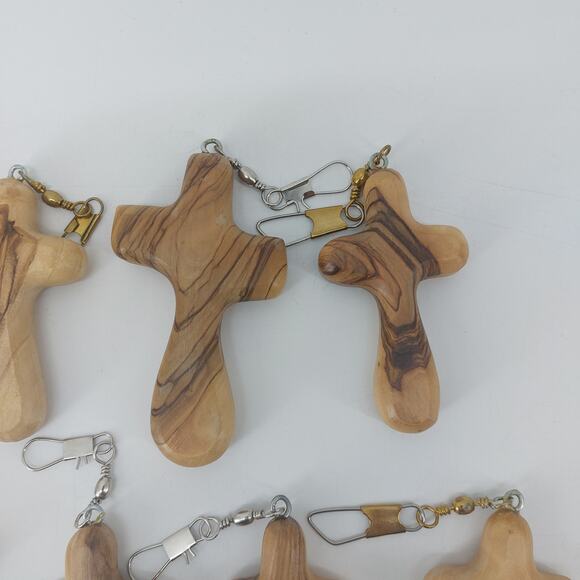 Set of 13 Natural Comfort Handcrafted Olive Wood Crosses Bethlehem - Picture 6 of 10